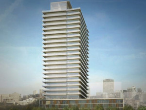The tower of Merton Yonge Condominiums