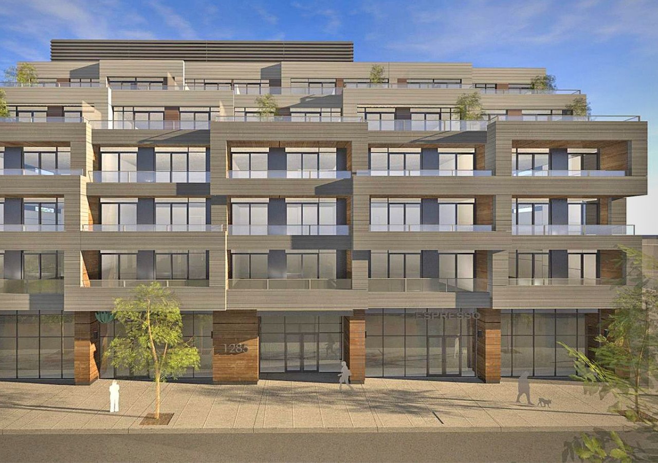 Front view of the Poet condos project