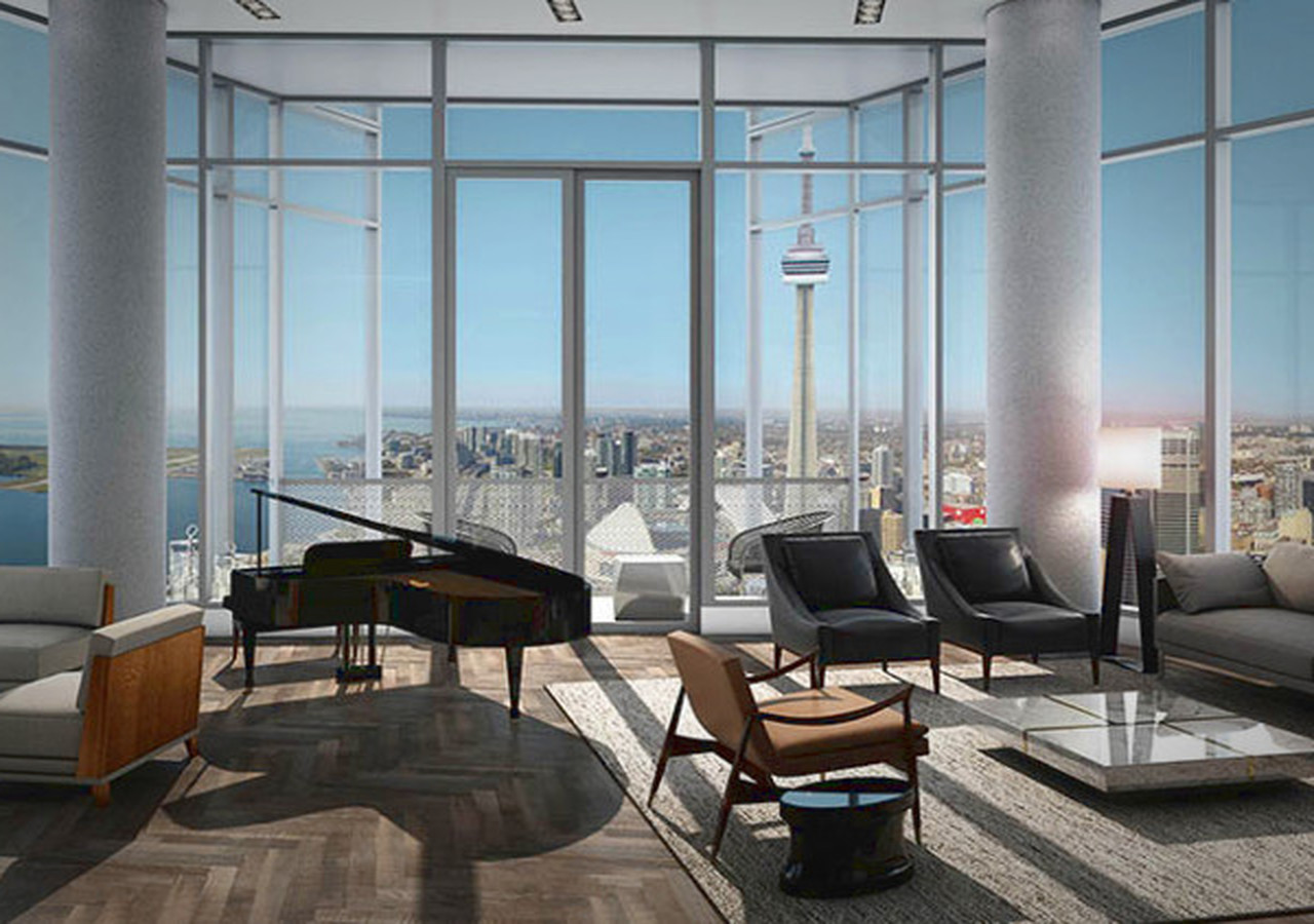 Living room and view in a Ten York unit